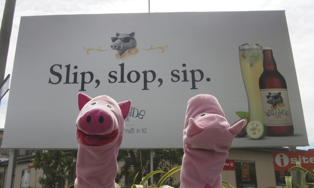 Die Schweine trinken nur noch den Cider mit dem Wildschwein. 