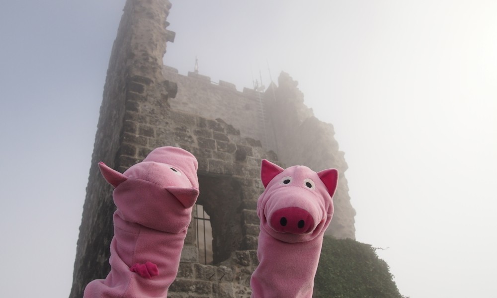 Auch die Ruine hüllt sich in Nebel. 