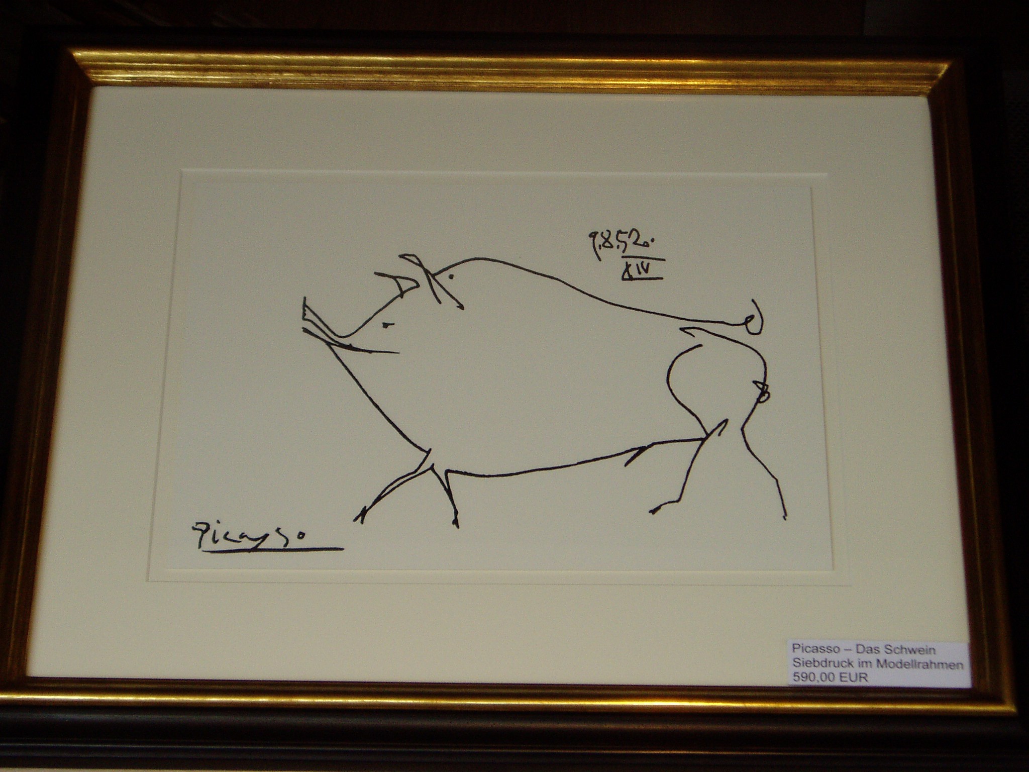 Im Schaufenster einer Galerie: Schweine-Akt von Picasso